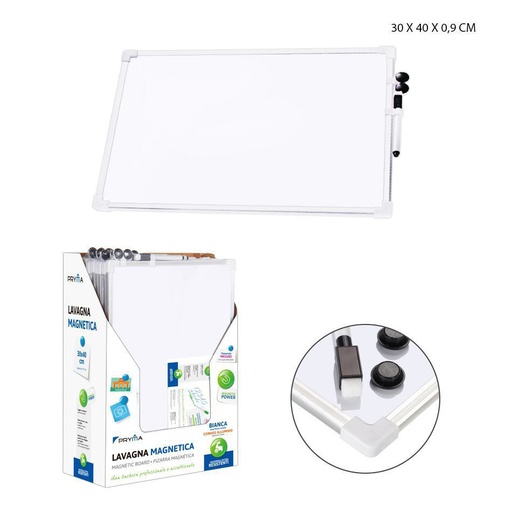 [0212641] Pizarra magnética blanca de aluminio 30X40X0.9 cm - Material escolar
