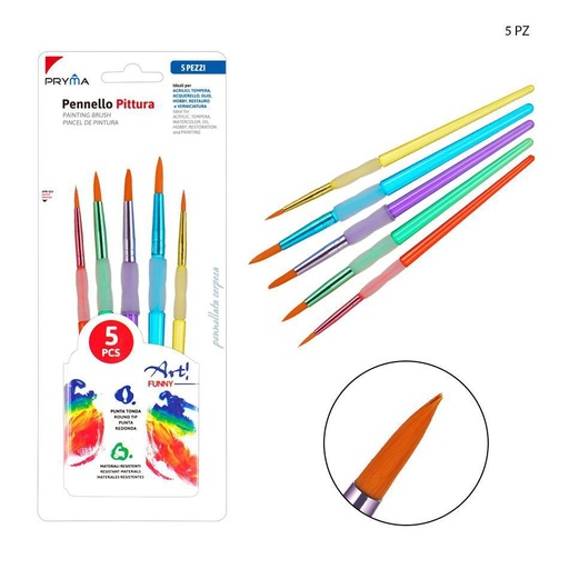 [0220893] Juego de pinceles redondos 5 piezas - Artículos de arte