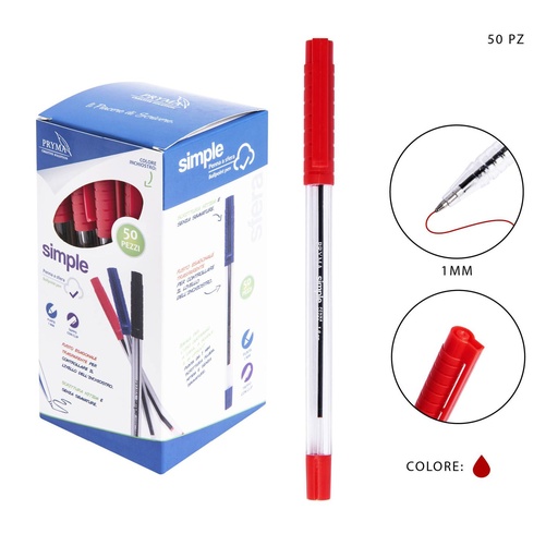 [0211824] Bolígrafo con tapa 1mm color rojo - Utensilios de escritura y papelería