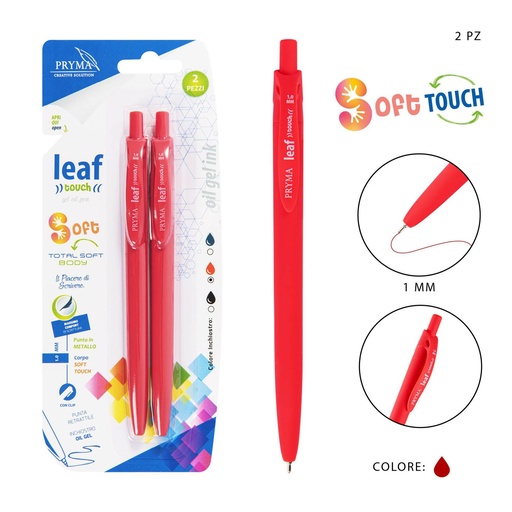 [0212661] Bolígrafo de clic de gel 1mm rojo 2 pcs - Papelería