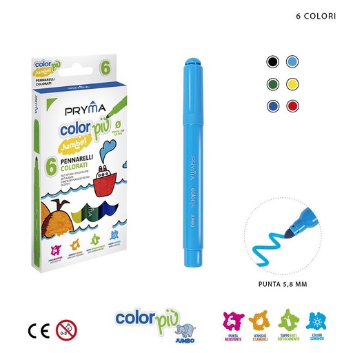 [0215692] Rotuladores jumbo de colores 6pz para dibujo y manualidades