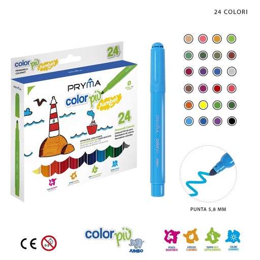 [0215694] Rotulador jumbo de colores 24pz - Material escolar y de arte