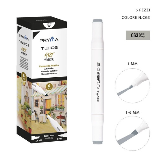 [0214620] Rotulador de doble punta 2-5/3mm color CG3 para dibujo y escritura