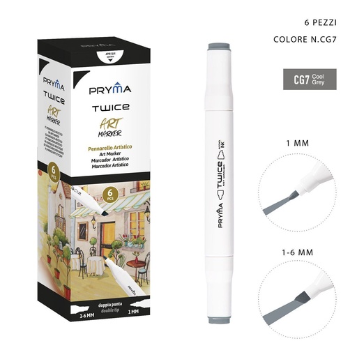 [0214621] Rotulador de doble punta 2-5/3mm color CG7 para dibujo y escritura