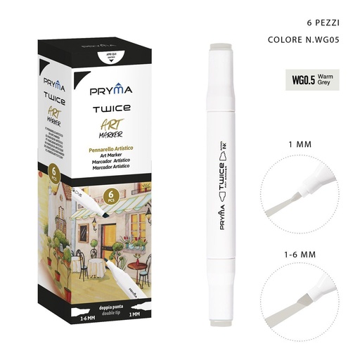 [0214622] Rotulador de doble punta 2-5mm/3mm color WG0.5 para dibujo