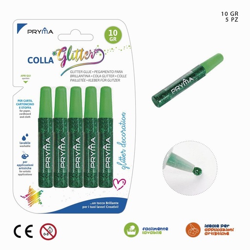 [0215635] Pegamento con purpurina 10 g 5 PZ verde - Artículos de manualidades