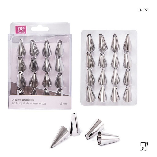[0216616] Boquillas de acero inoxidable 16pz - Utensilios de repostería