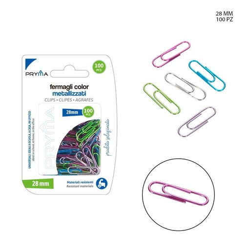 [0213862] Clip de color 28mm 100pz - Accesorios de oficina