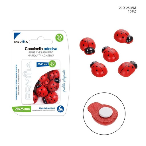 [0213879] Autoadhesivo de mariquitas 20x25 mm 10 PZ - Accesorios decorativos