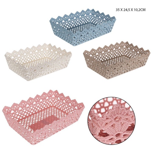 [0214090]  Cesta rectangular de plástico de 35 x 24.5 x 10.2 cm - Organización del hogar