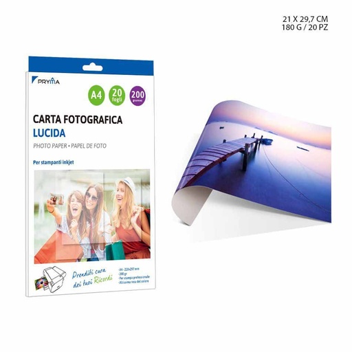 [0215026] Papel fotográfico brillante A4 200 g 20 hojas - Materiales de oficina