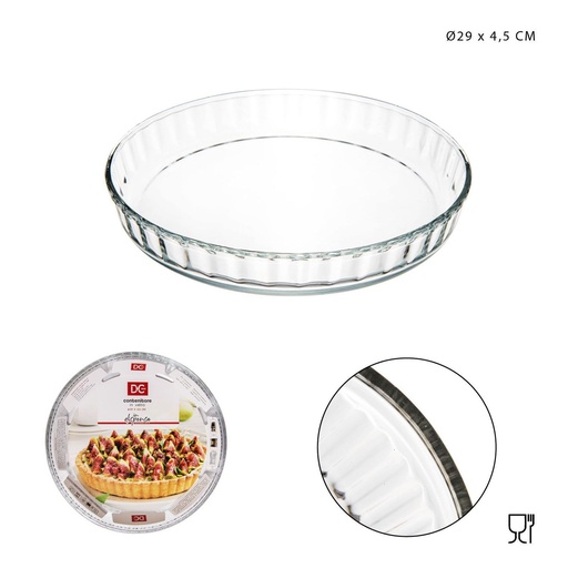 [0215592] Bandeja de hornear de vidrio resistente a altas temperaturas 29x4.5 cm - Utensilio de cocina