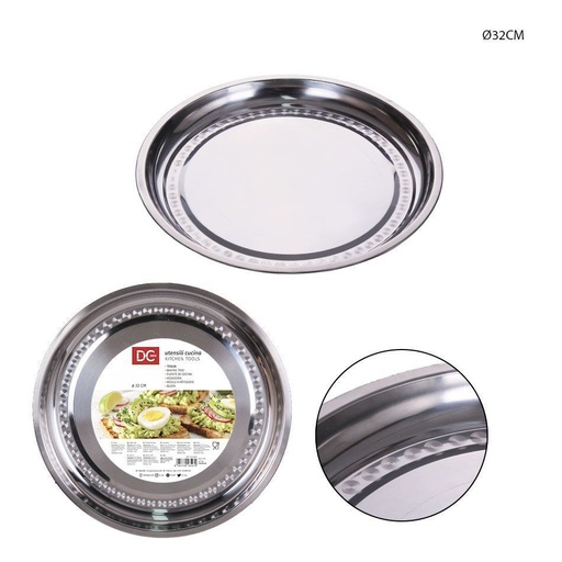 [0214864] Plato redondo de acero inoxidable Ø32cm - Utensilios de cocina
