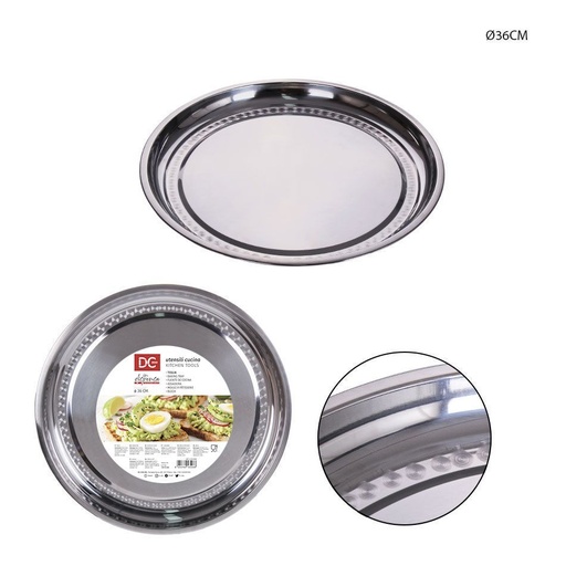 [0214865] Plato redondo de acero inoxidable Ø36 cm - Utensilios de cocina