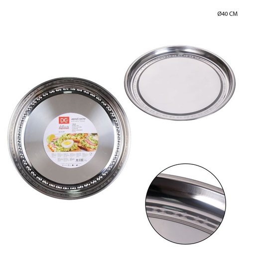 [0214866] Plato redondo de acero inoxidable Ø40cm - Utensilios de cocina