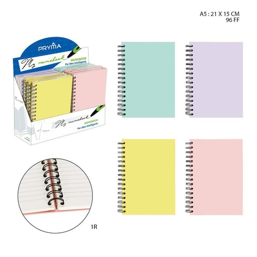 [0216107] Libreta con anillas A5 96ff 1r 21x15cm color pastel