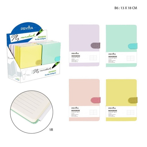 [0216108] Libreta con hebilla magnética colores pastel B6 128 hojas 13x18cm para notas y apuntes