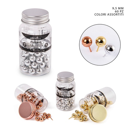 [0216047] Chinchetas de cabeza redonda 9.5mm 60pzs - Material de oficina