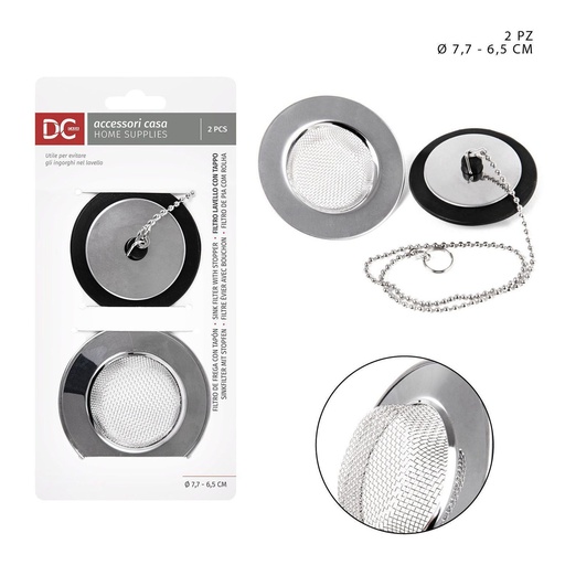 [0217289] Filtro de fregadero + tapa de acero 2pzs - Utensilios de cocina