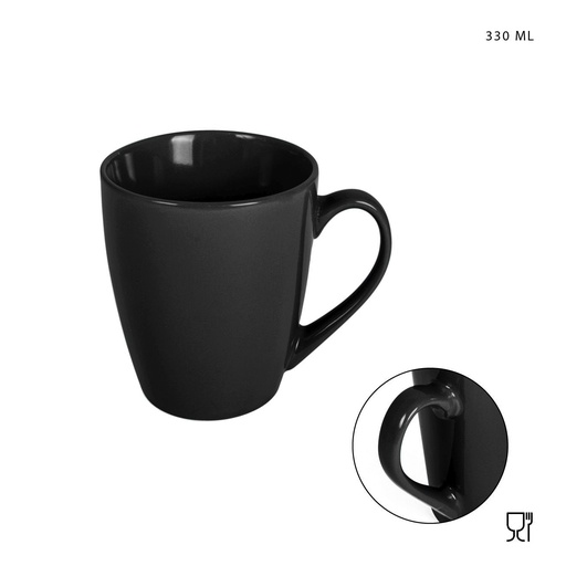 [0218284] Taza de cerámica con mango negro 330 ml - Utensilios de cerámica