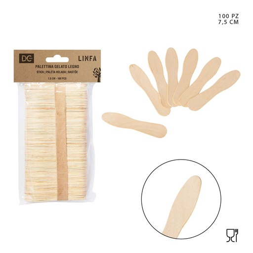 [0217441] Paletinas de madera para helados 7.5 cm 100 PZ - Accesorios de cocina
