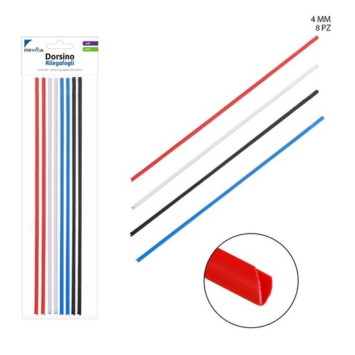[0217969] Varilla encuadernadora 4mm 8 piezas - Material de oficina y papelería
