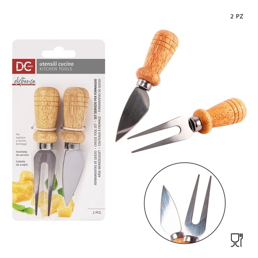 [0219633] Cuchillo de queso + tenedor 2 pz - Utensilios de cocina