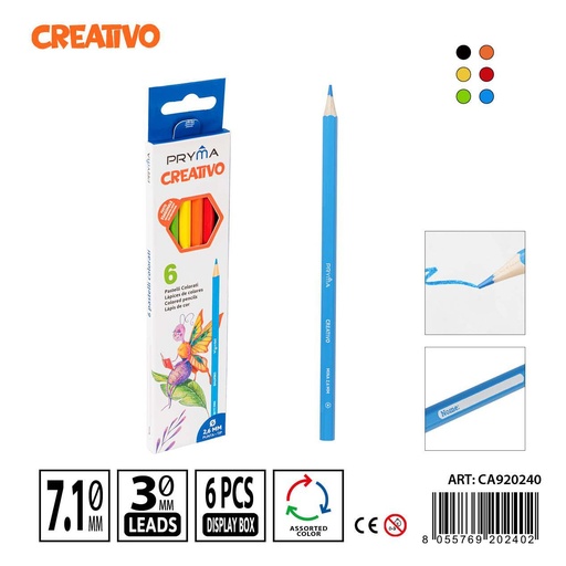 [0219843] Lápices de colores creativos 6pz para dibujo y colorear