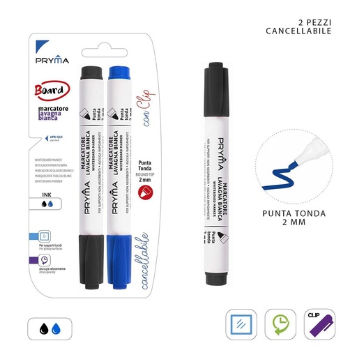 [0221284] Marcador redondo para pizarra blanca 2 mm 2 piezas N/A - Herramientas de escritura