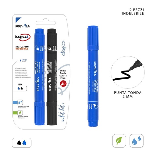 [0221293] Marcador permanente redondo 2MM 2PZ N/A - Utensilios de escritura
