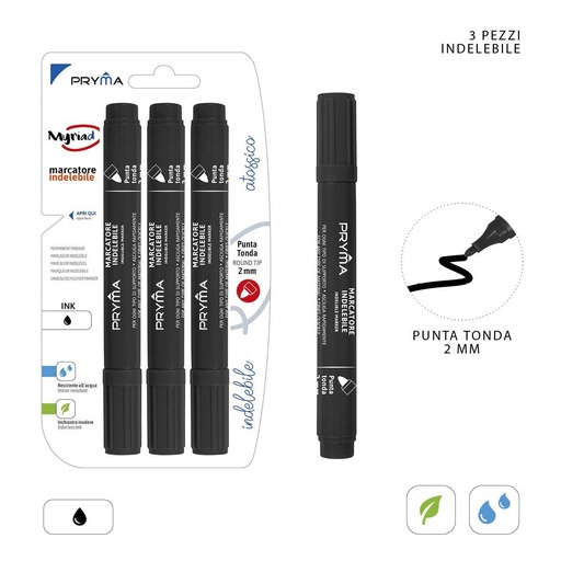 [0221294] Marcador permanente redondo 2mm 3pz negro - Utensilios de escritura