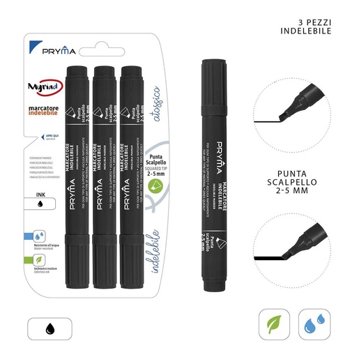 [0221301] Marcador permanente negro 2-5mm 3pz para escritura y etiquetado