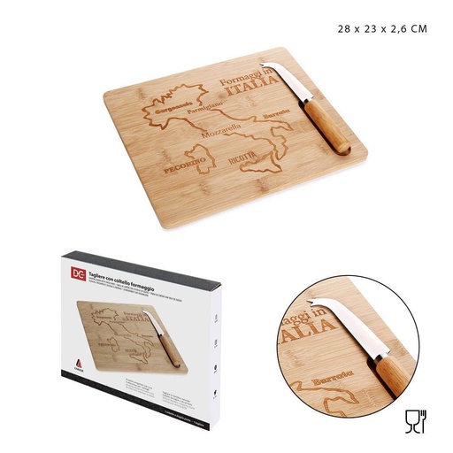 [0221203] Tablas 28X23X2.6cm + cuchillo de queso - Accesorios para servir queso