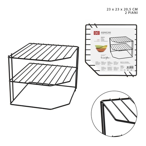 [0221916] Estante angular de hierro de 2 niveles 23x23x20.5 cm - Organización de cocina