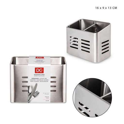 [0221861] Porta cubiertos de acero 16x9x13 cm - Organización de cocina