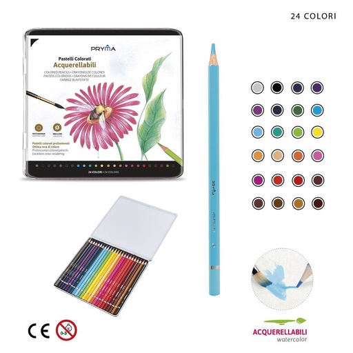 [0221821] Lápices de colores acuarelables 24pz para dibujo y arte