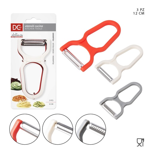 [0222407] Pelapatatas de acero inoxidable 3pz 12x6.5cm - Utensilios de cocina
