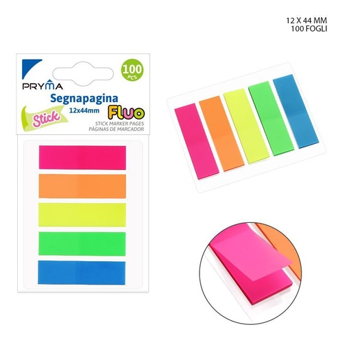 [0220387] Marcador de página fluorescente 12x44 mm 100ff 5pz - Material de oficina