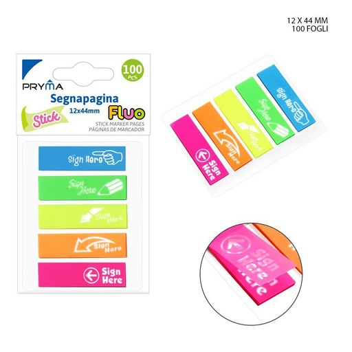 [0220388] Marcador de página fluorescente 12x44mm 100 hojas 5pcs