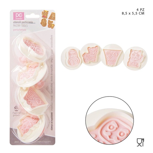 [0220404] Molde de presión para galletas 8.5x5.5cm 4pz - Utensilios de repostería