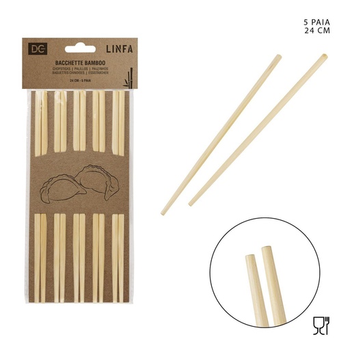 [0220586] Palos de bambú 5 pares de 24cm - Accesorios de cocina y utensilios para sushi