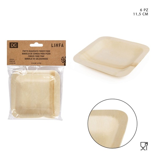 [0220610] Bandeja de madera para aperitivos 11.5 cm 6PZ - Accesorios de cocina y bandejas