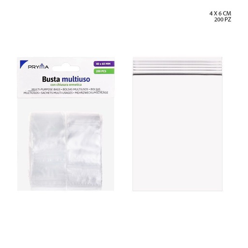 [0220845] BOLSA MULTIUSO CON CIERRE HERMETICO 4X6CM 200PZ - Accesorios diversos