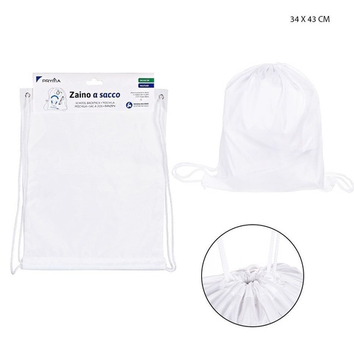 [0221273] Bolsa con cordón blanco 34x43cm para gimnasio y deporte