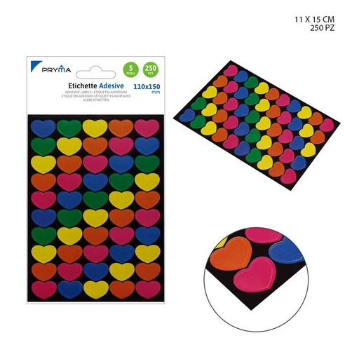 [0221554] Etiqueta corazón 11x15 cm 5 unidades - Papelería