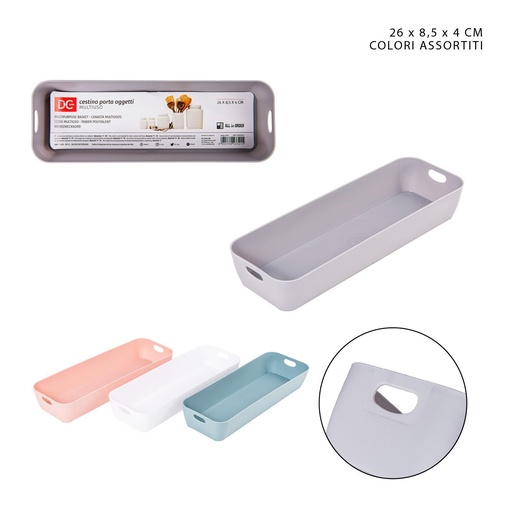 [0222134] Cesta multiuso de plástico 26x8.5x4cm - Artículos de plástico y almacenamiento