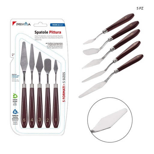 [0222180] Espátula para pintura al óleo N.1-2-3-4-5 5pz - Material de artes