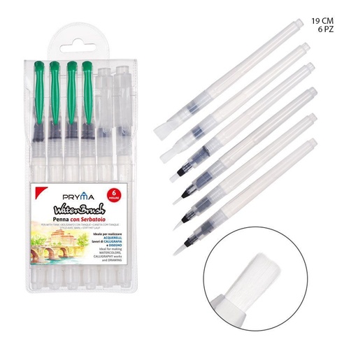 [0222183] Pincel recargable de acuarela de 19 cm 6 pcs - Material de arte