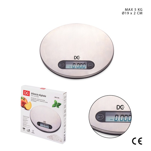 [0222935] Báscula de cocina digital redonda 5 kg - Utensilios de cocina