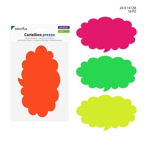 [0222849] Etiqueta de precio nube 24x14 cm 10 piezas - Papelería